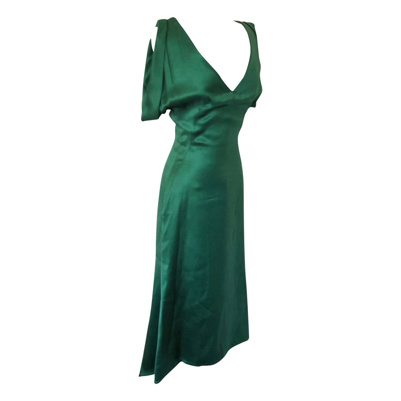 ALEXANDER MCQUEEN 2007 Emerald silk gown For Sale