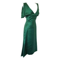 ALEXANDER MCQUEEN 2007 Emerald silk gown