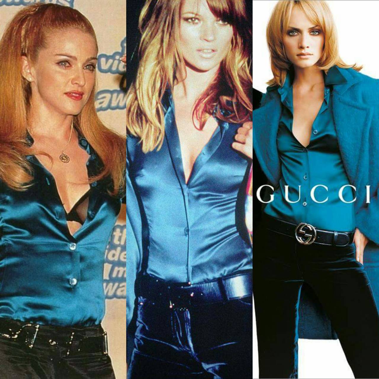 Women's Tom Ford for Gucci Fall 1995 famous blue silk shirt For Sale