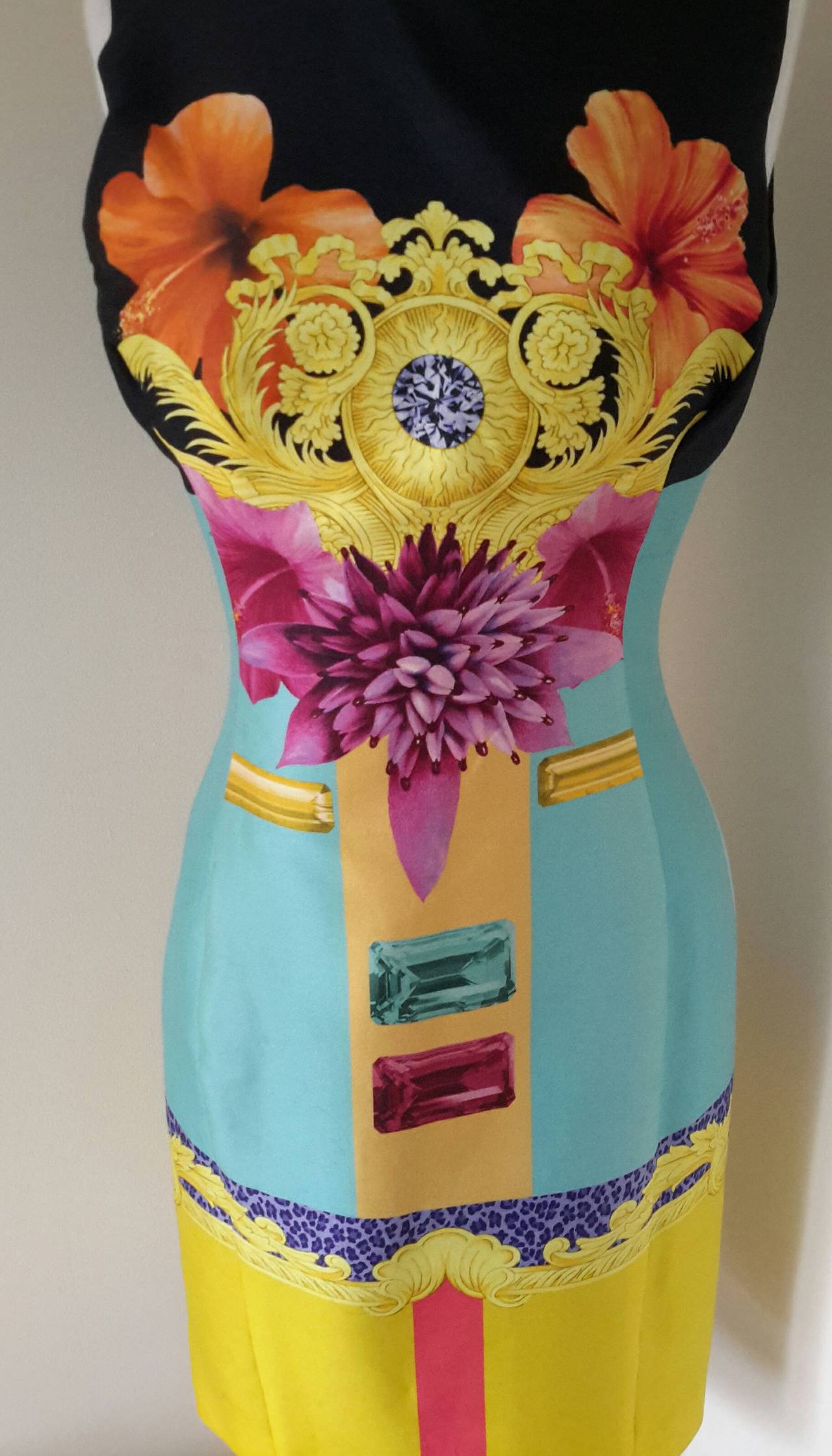 Versace screen printed colorful shift dress