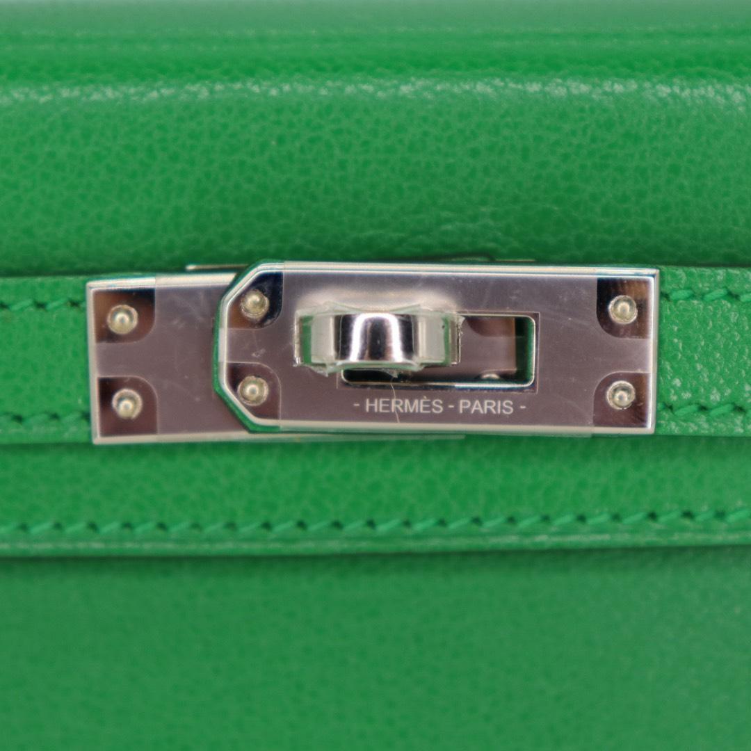 Hermès Kelly II Sellier Mini Bambou Chevre Cuir Palladium Hardware Pour femmes en vente