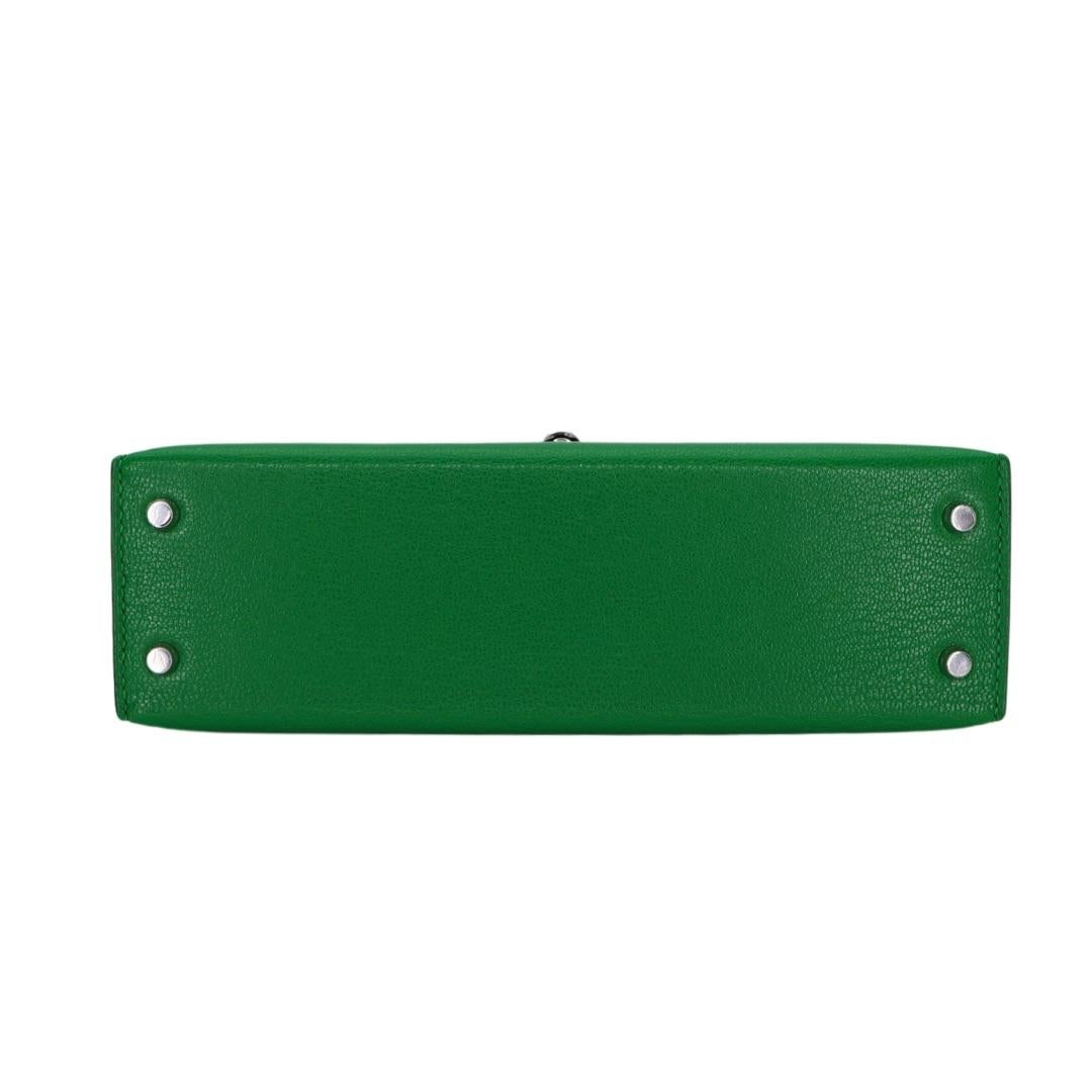 Hermès Kelly II Sellier Mini Bambou Chevre Cuir Palladium Hardware Neuf - En vente à Santa Rosa Beach, FL