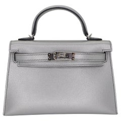 Hermès Kelly II Sellier Mini Gris Argente Chèvre Chamkilight Palladium Hardware