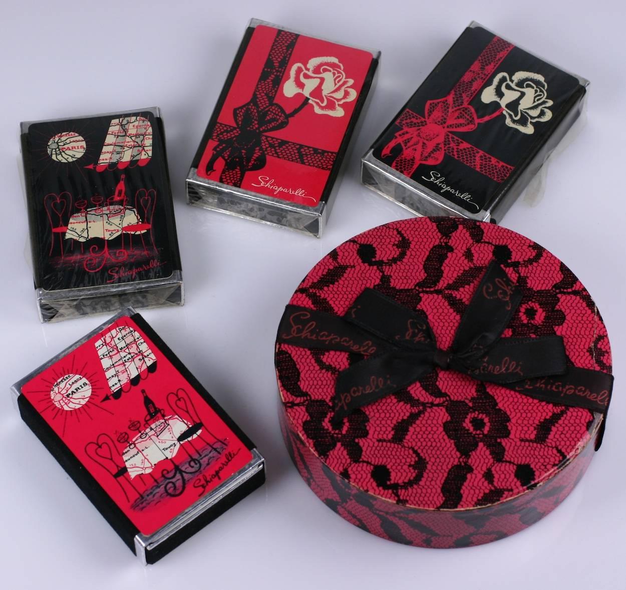 Black Elsa Schiaparelli's Surreal Miniature Hatbox of Playing Cards