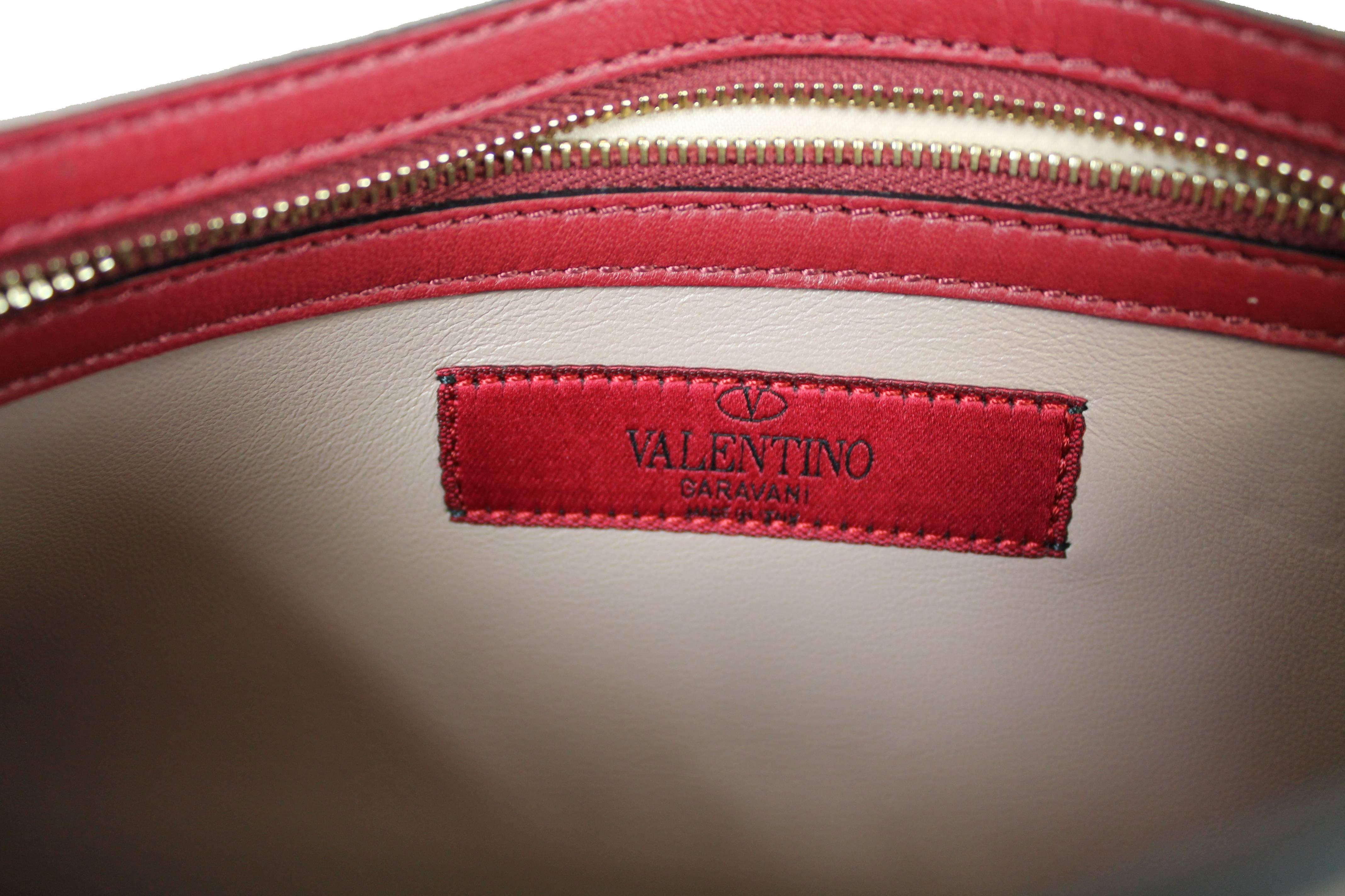 VALENTINO Rockstud Leather Red Clutch For Sale 2