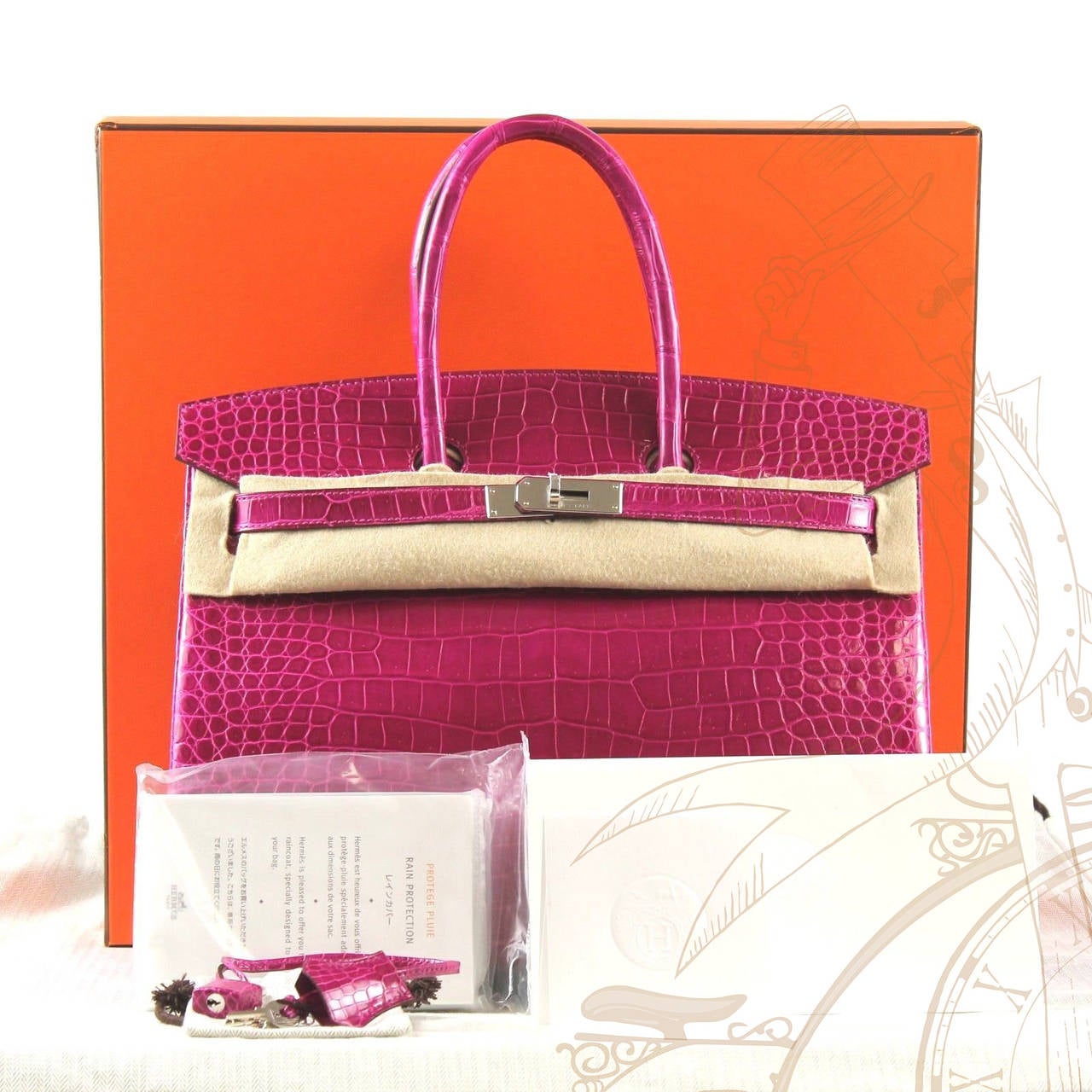 Hermès Rose Sheherezade Lisse 2014 Silver HDW Birkin 35cm Pink Tote Bag For Sale 4