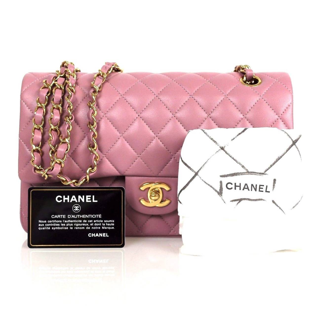 Chanel Lilac Quilted Lambskin Leather Gold Hdw Medium Double Flap Shoulder Bag For Sale 2