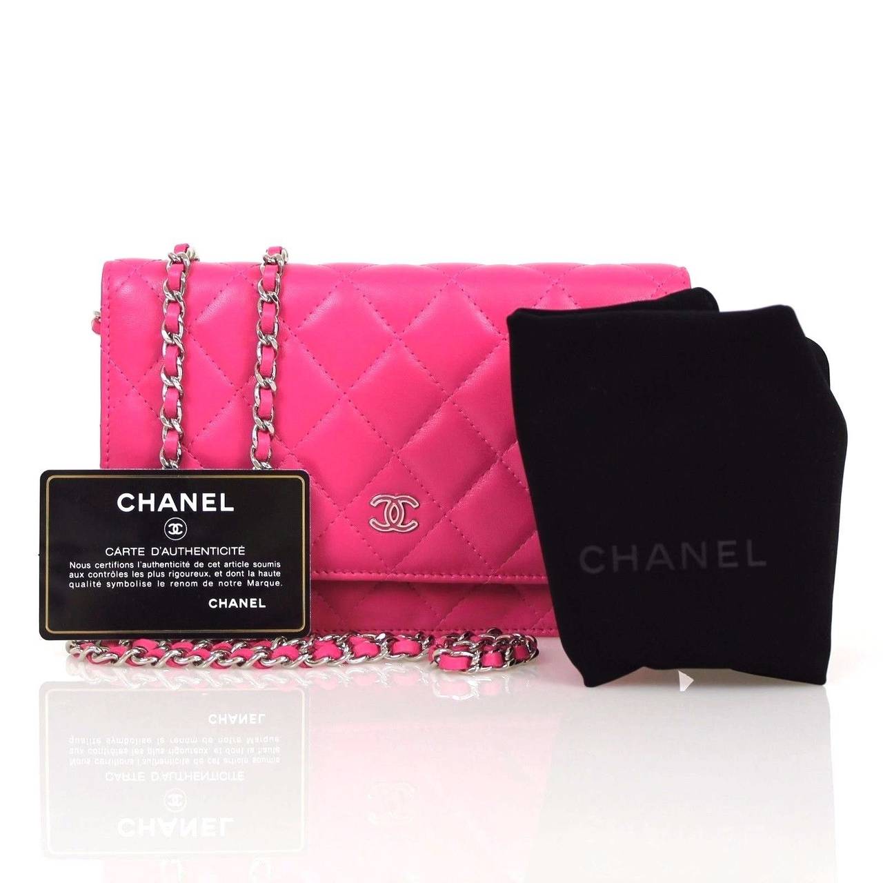 Chanel Pink Quilted Leather 2015 Silver HDW Wallet On Chain WOC Wallet 5