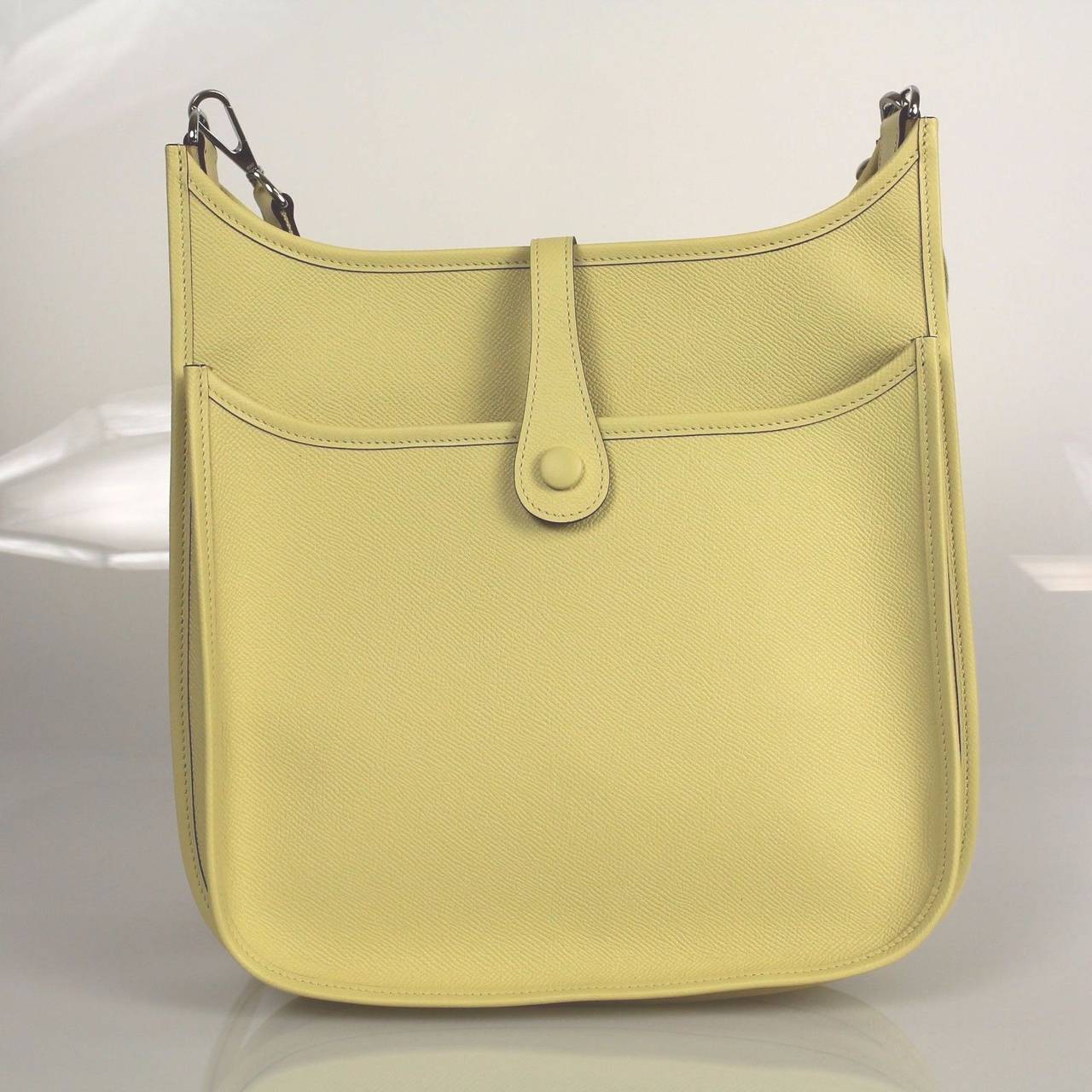 Beige Hermès Light Yellow Tuarillon Epson Leather Evelyne Iii Pm  Cross Body Bag For Sale