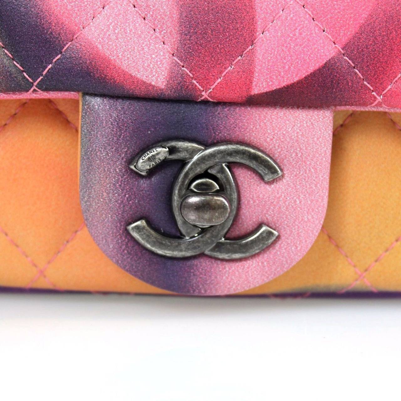 Chanel Multicolor Quilted Leather Mini Flap Flower Power New Shoulder Bag In New Condition For Sale In Miami, FL
