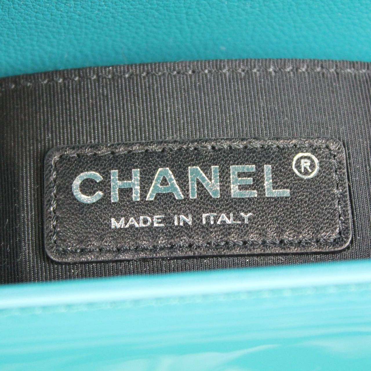 Chanel Lagoon Blue Aqua Quilted Patent Leather 2015 Plexiglass Boy Shoulder Bag For Sale 1