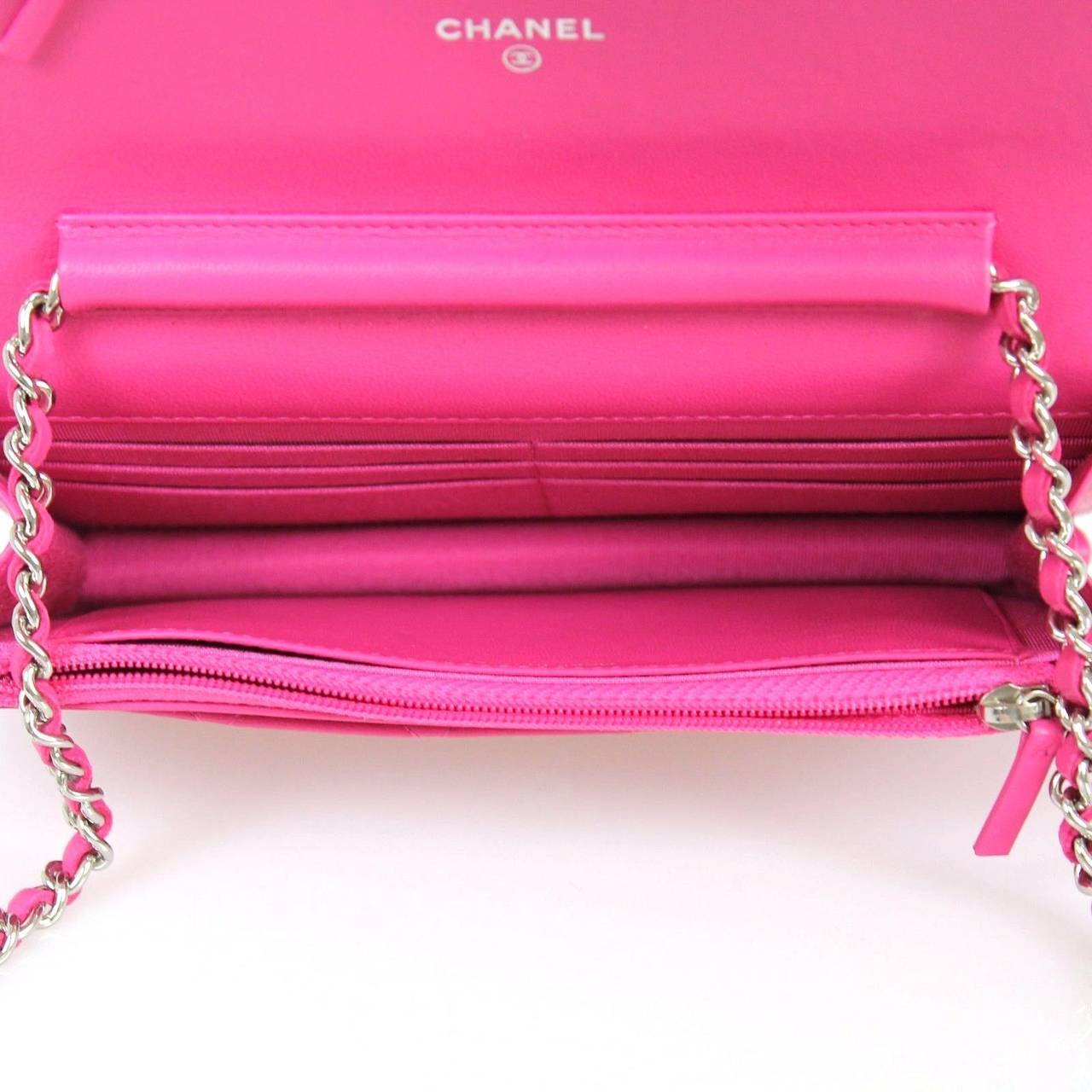 Chanel Pink Quilted Leather 2015 Silver HDW Wallet On Chain WOC Wallet 4