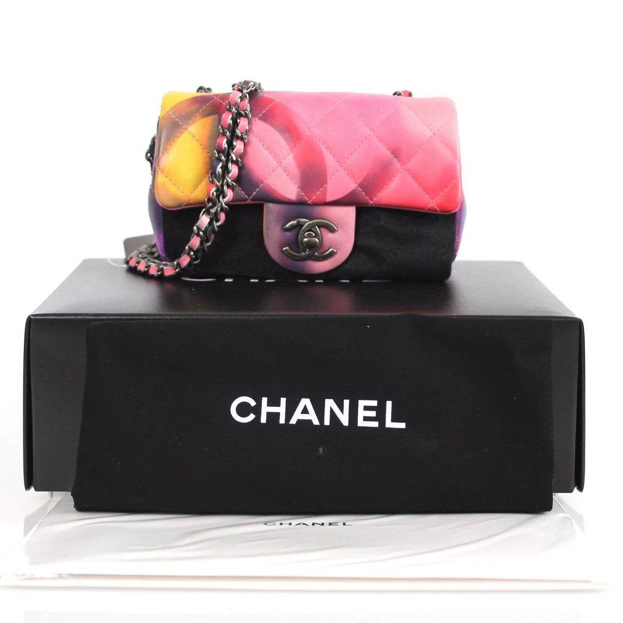Chanel Multicolor Quilted Leather Mini Flap Flower Power New Shoulder Bag For Sale 4