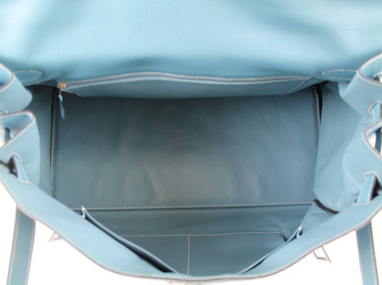 Hermès Light Blue Taurillon Togo Leather Extra Large Kelly 50 Cm Travel Bag For Sale 2