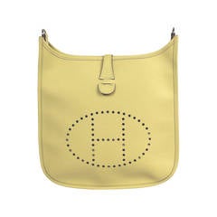 Hermès Light Yellow Tuarillon Epson Leather Evelyne Iii Pm  Cross Body Bag