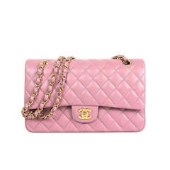 Chanel Lilac Quilted Lambskin Leather Gold Hdw Medium Double Flap Shoulder Bag