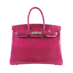 Hermès Rose Sheherezade Lisse 2014 Silver HDW Birkin 35cm Pink Tote Bag