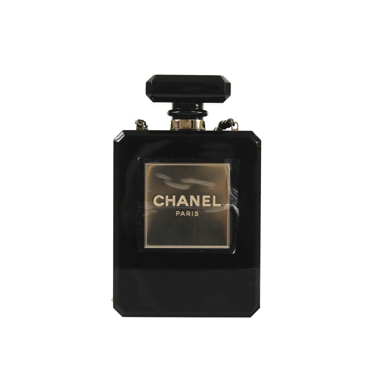 Chanel Black Plexiglass Limited Edition 2014 Perfume Bottle Shoulder Bag For Sale