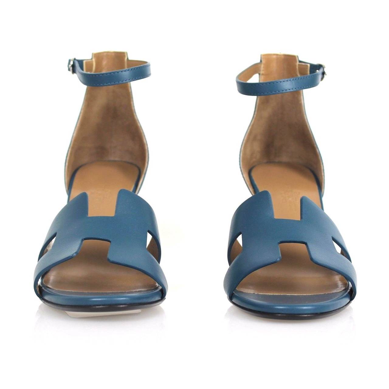 Hermès Teal Kalbsleder H Legende Sandale Keile