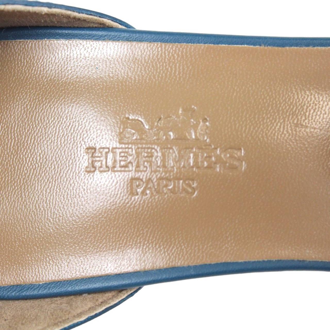 Hermès Teal Calfskin Leather H Legend Sandal Wedges 2