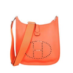 Hermès Orange Taurillon Clemence Leather 2015 Evelyne Iii Gm  Cross Body Bag