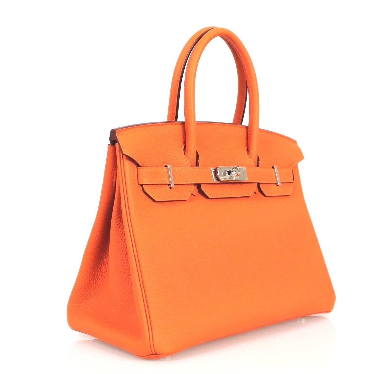 Hermes Togo Leather Silver Hdw 30 Cm Birkin Orange Tote Bag For ...