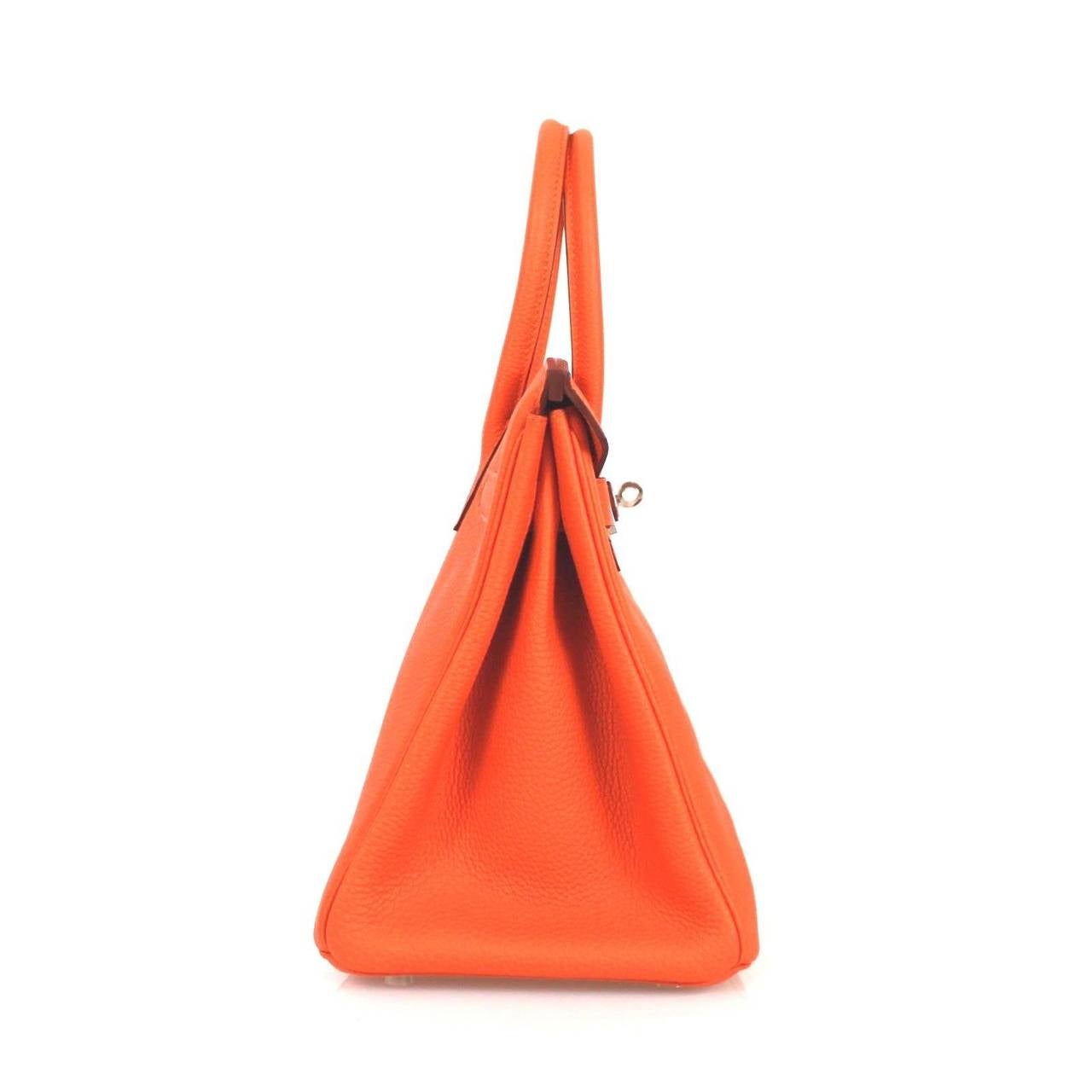 Hermes Togo Leather Silver Hdw 30 Cm Birkin Orange Tote Bag In New Condition In Miami, FL