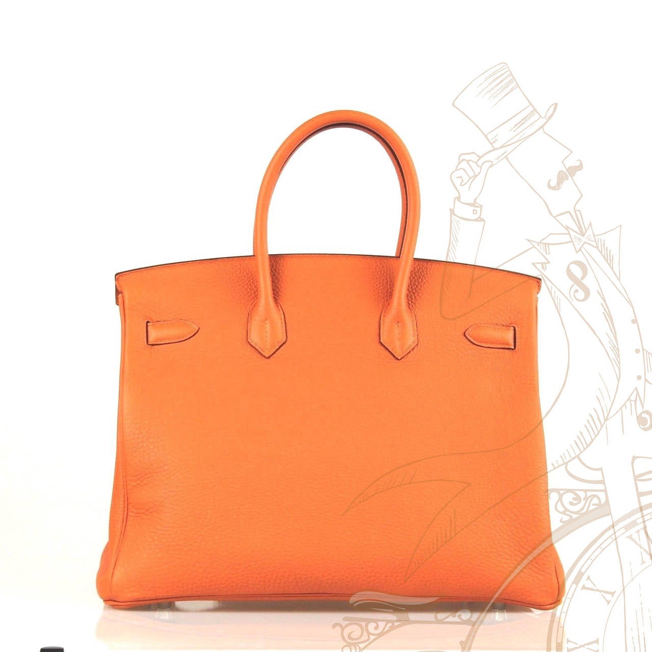 Women's Hermes Togo Leather Silver Hdw 35 Cm Birkin Orange Tote Bag For Sale