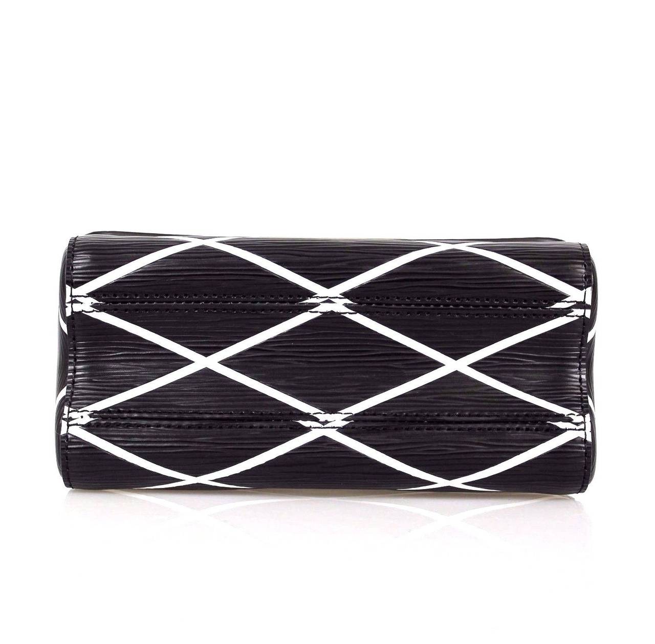 Women's Louis Vuitton Black & White Epi Leather Twist Malletage Cross Body Bag