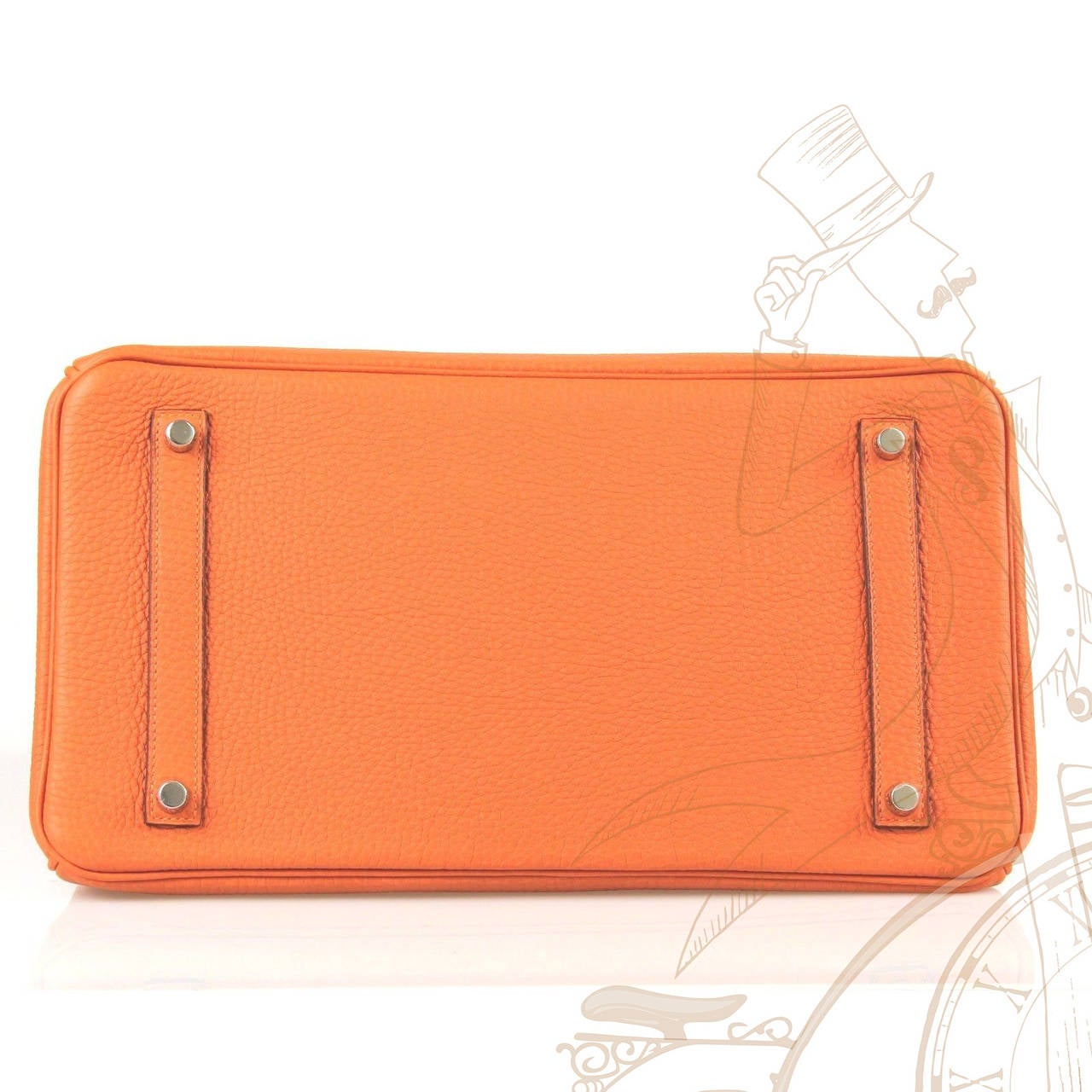 Hermes Togo Leather Silver Hdw 35 Cm Birkin Orange Tote Bag For Sale 1