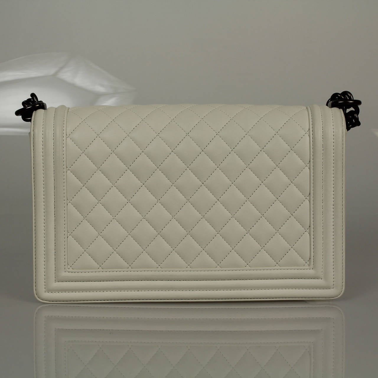 Beige Chanel Quilted Leather Aged Silver Hdw Boy Shoulder Bag For Sale