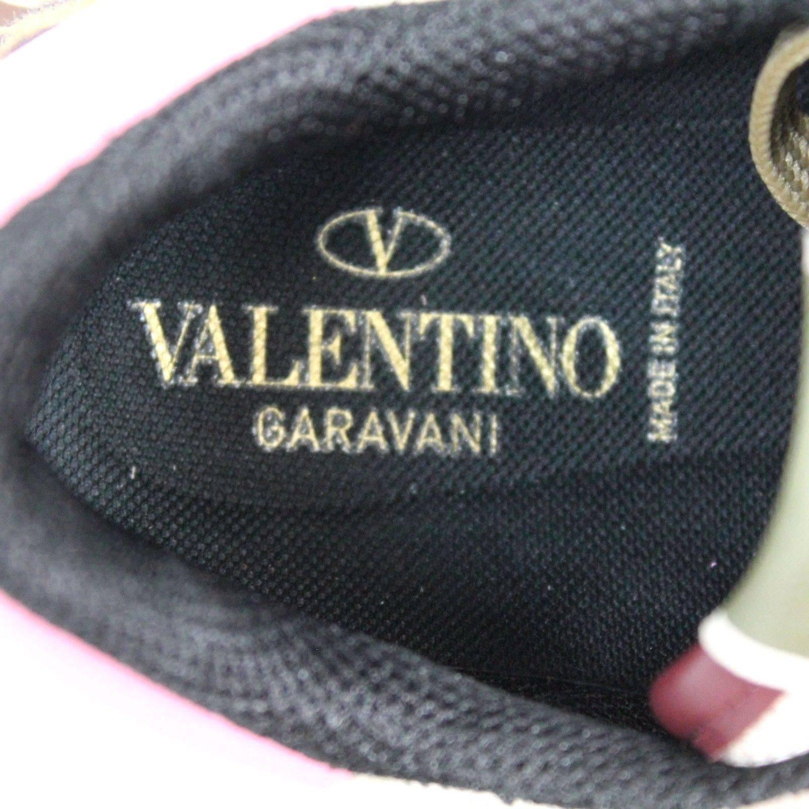 Valentino Pink Beige Leather Suede Leopard Print Calf Hair Lace Up Sneakers New For Sale 3