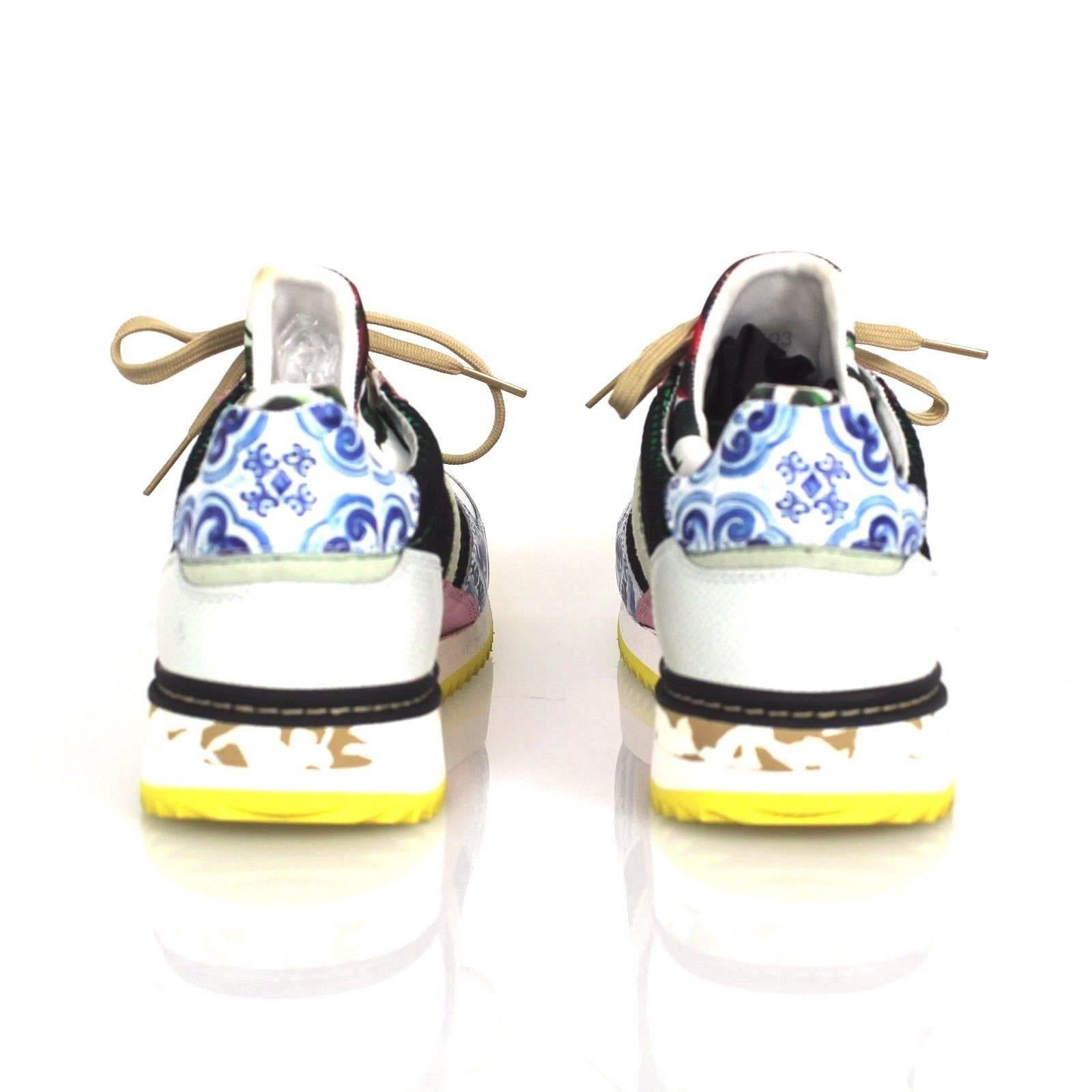 Women's Dolce & Gabbana Multicolor Textile Leather Printed 2015  Mailica Sneakers For Sale