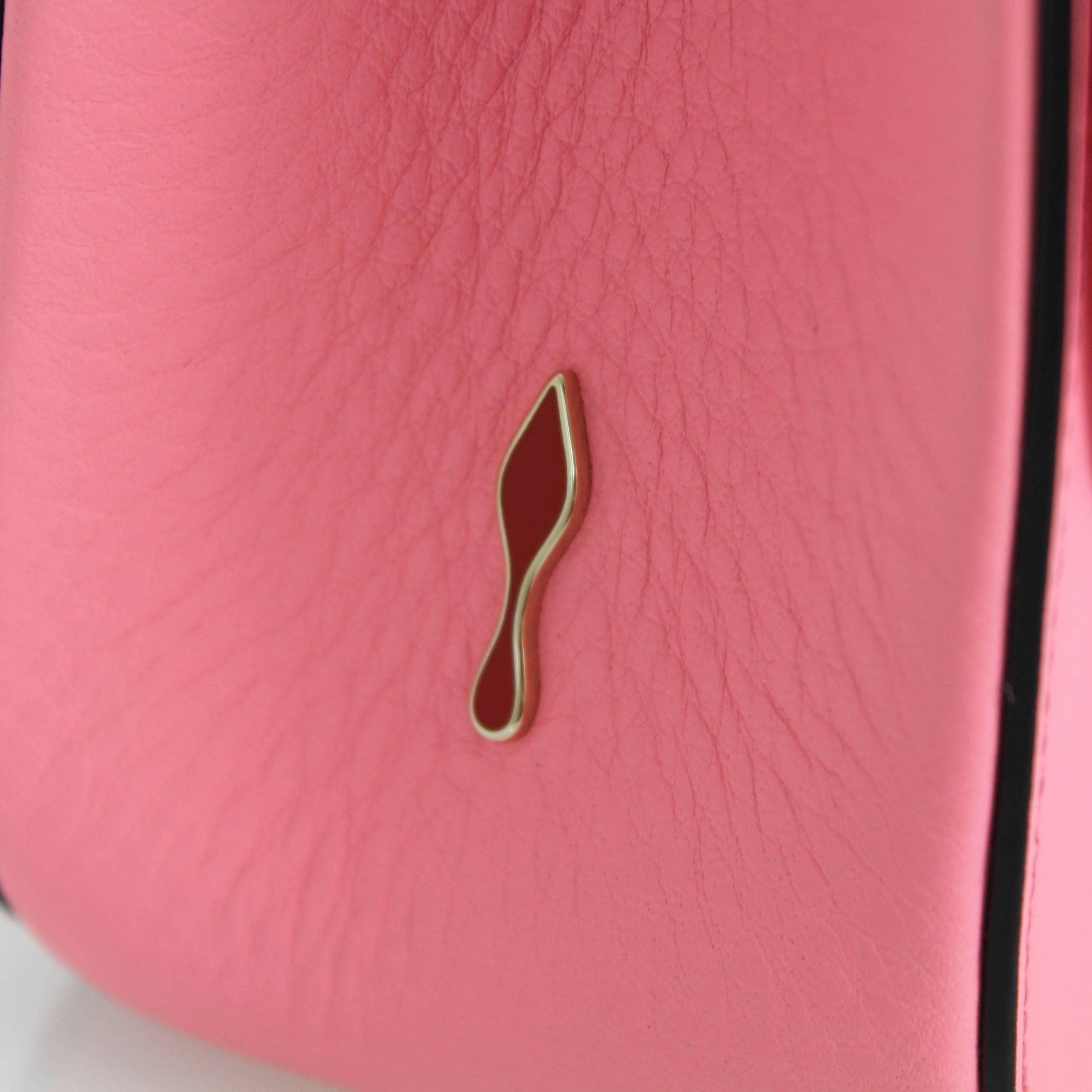 Christian Louboutin Leather Gold Small Sweet Charity Pink Cross Body Bag 2