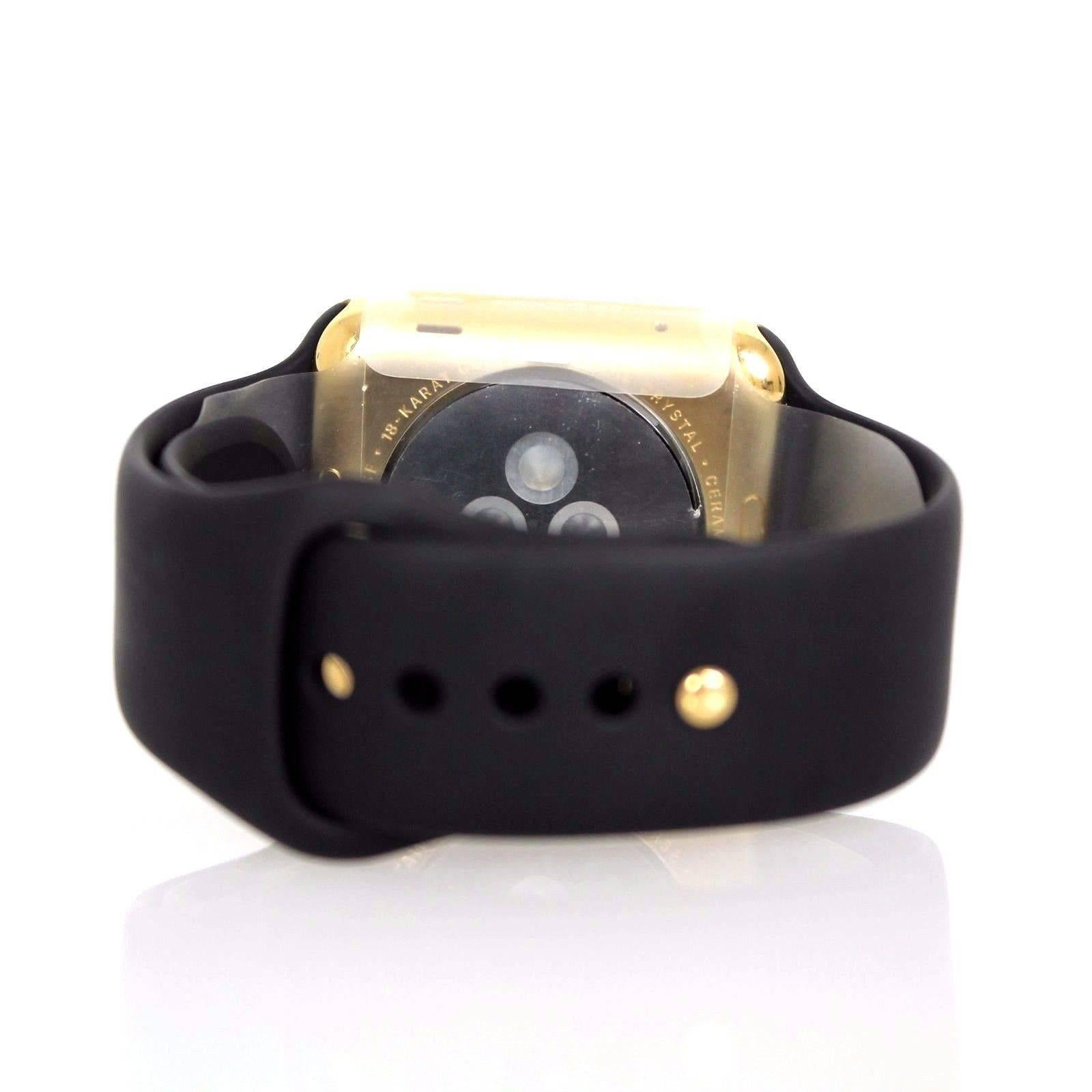 Women's Apple 42mm 18-Karat Yellow Gold Case with Black Sport Band Watch