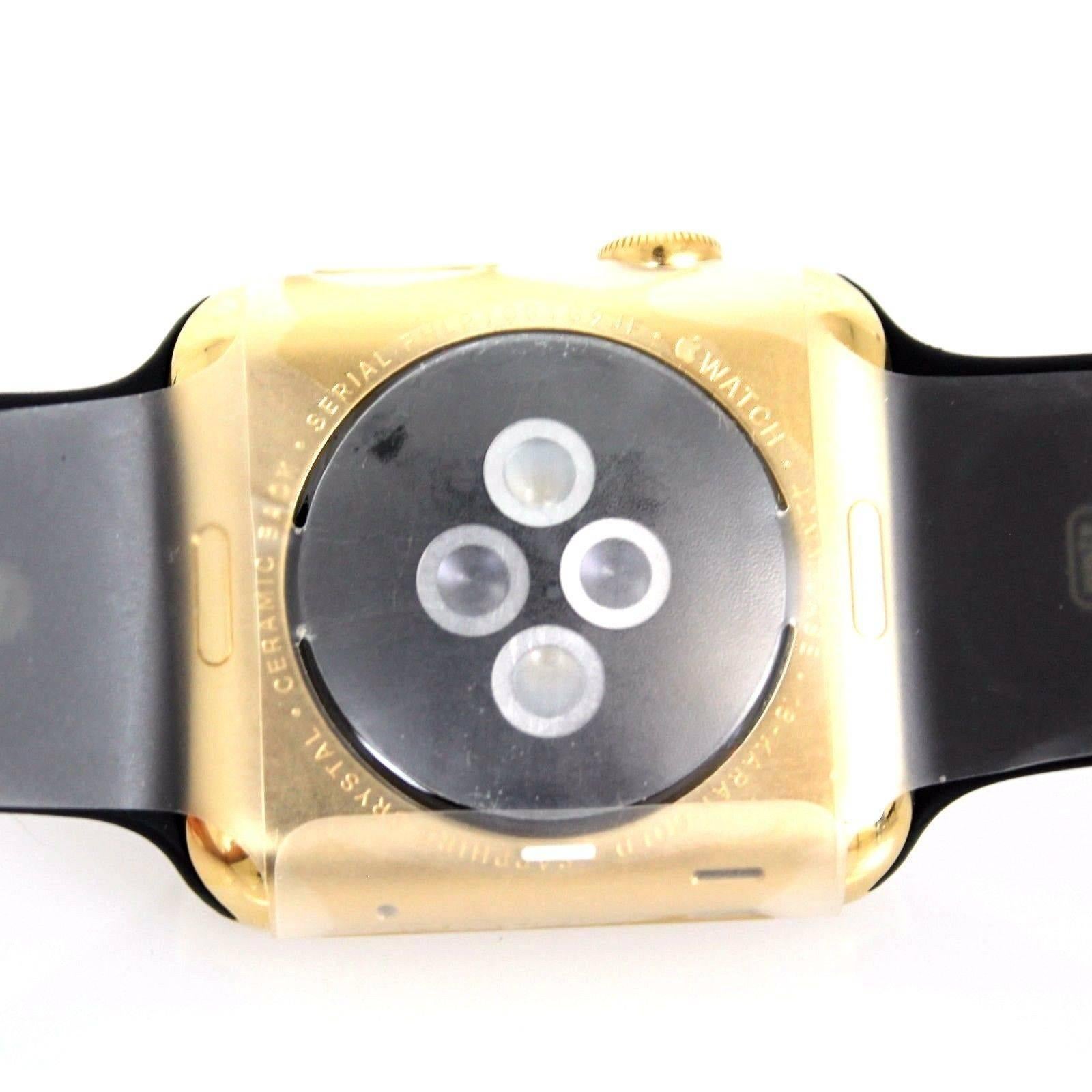 Apple 42mm 18-Karat Yellow Gold Case with Black Sport Band Watch 1