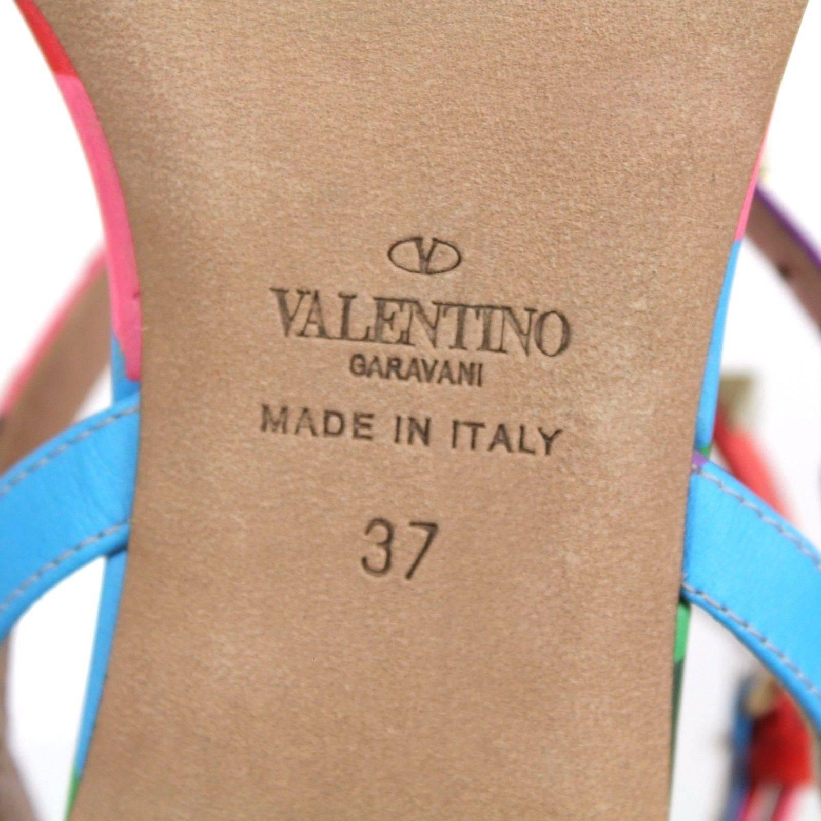 Women's Valentino Silver Hdw Stud Rainbow Rockstud Multicolor Sandals For Sale