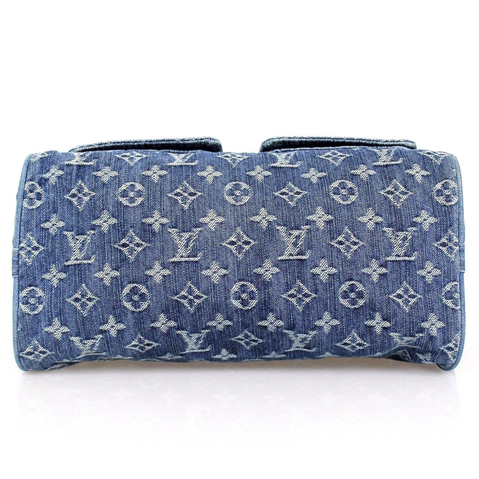 Louis Vuitton Monogram Blue Denim Leather Small  Neo Speedy Shoulder Bag In Fair Condition For Sale In Miami, FL