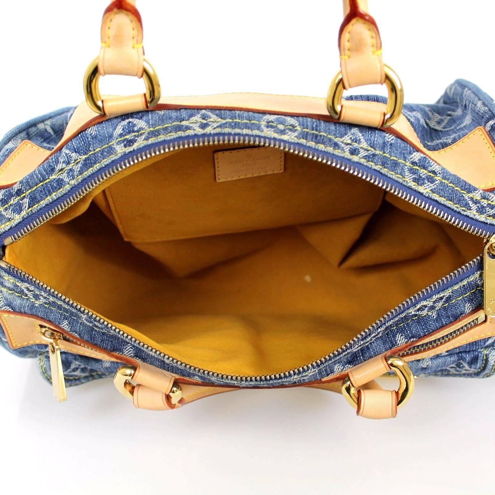 Louis Vuitton Monogram Blue Denim Leather Small  Neo Speedy Shoulder Bag For Sale 2