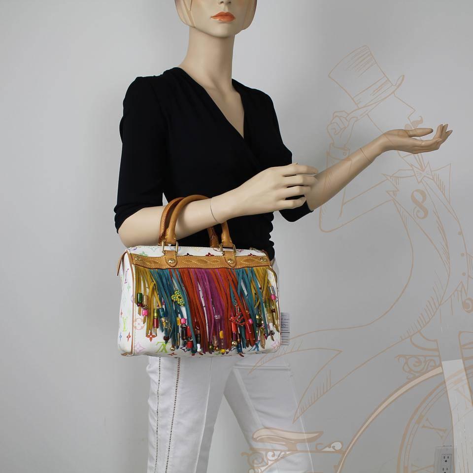 Women's or Men's LOUIS VUITTON Speedy 25cm Monogram Fringed Leather Multicolor Tote Bag For Sale