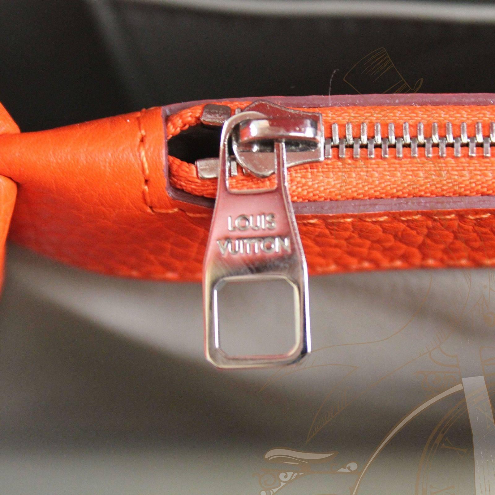 Louis Vuitton Orange Taurillon Leather Silver HDW Capucines Mm  Tote Bag 2