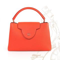 Louis Vuitton Orange Taurillon Cuir argenté HDW Capucines Mm  Sac fourre-tout