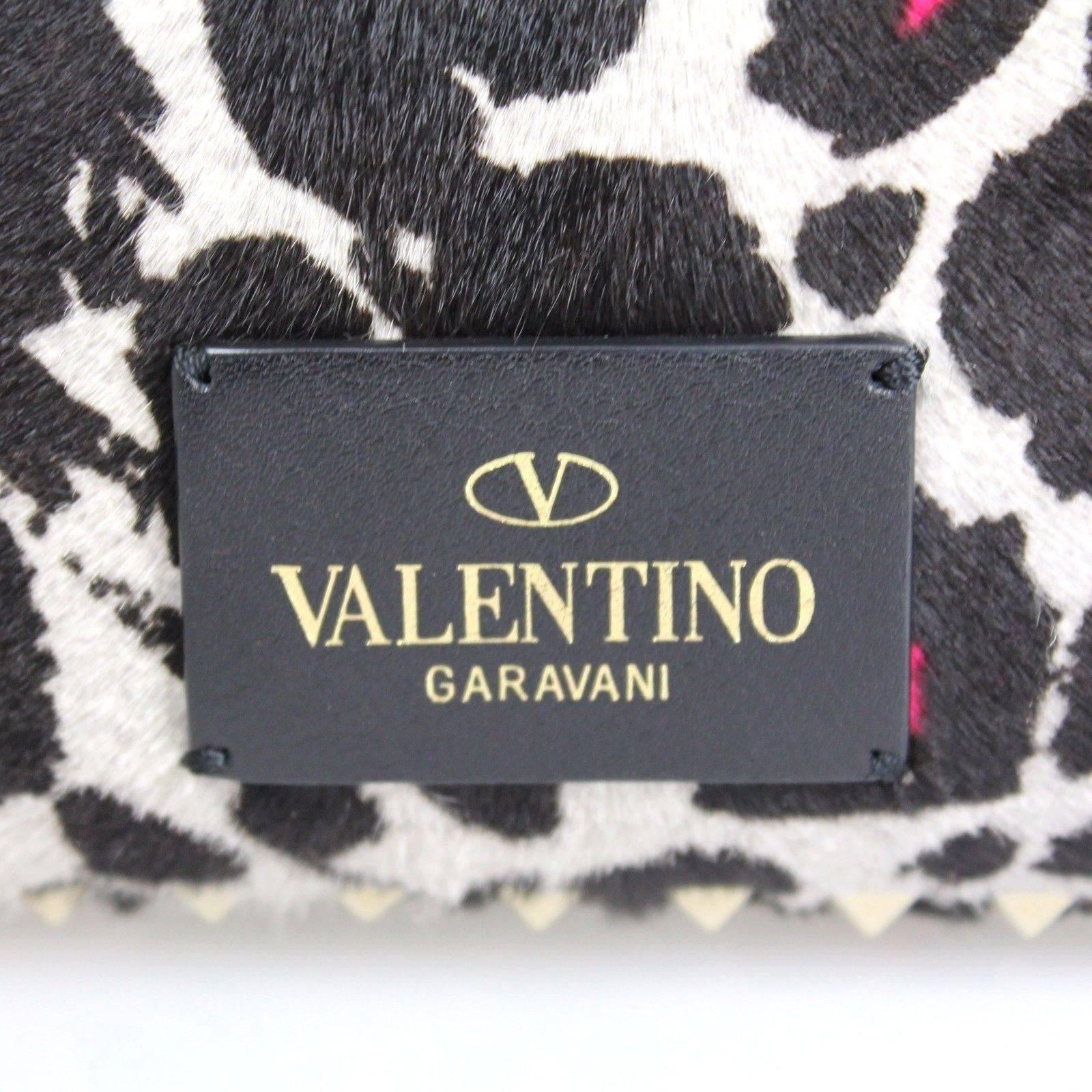 Women's Valentino Pink Leopard Print Calf Hair Cavalino Rockstud Multicolor Tote Bag For Sale