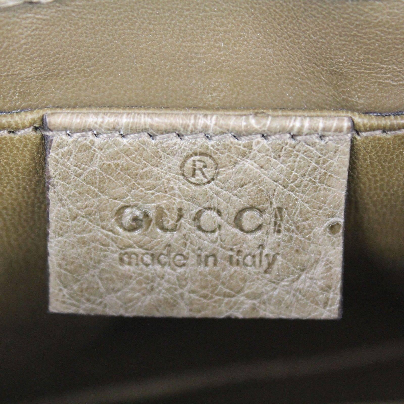 Brown Gucci Olive Green Ostrich Gold HDW Smilla Small Clutch Cross Body Bag For Sale