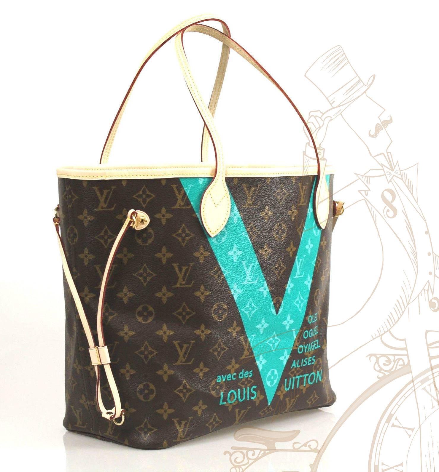 The Never-full MM Monogram V is inspired by a famous Louis Vuitton ad from the 1960's. Monogram canvas easily mixes with the stylish 