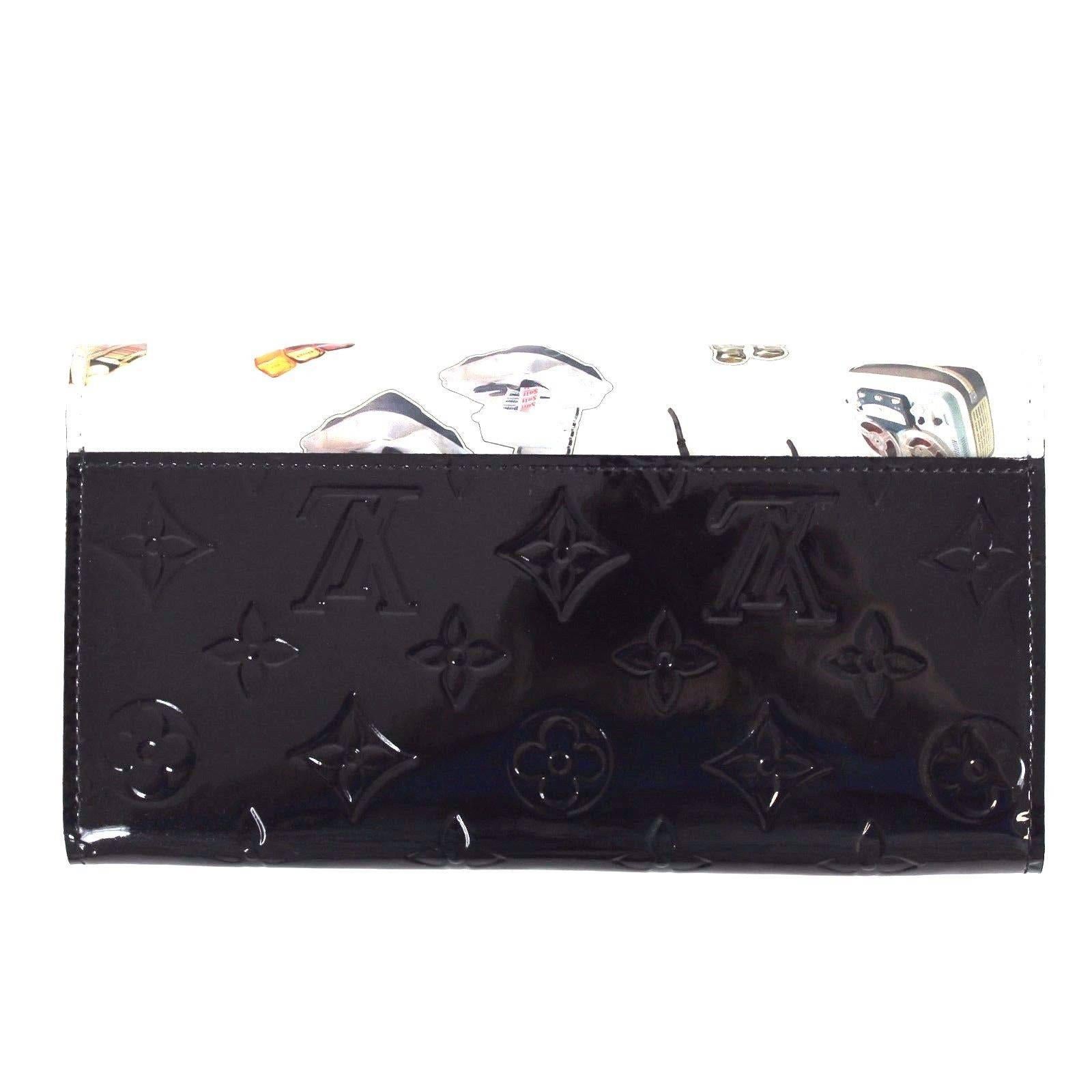 Black Louis Vuitton Monogram Patent Leather Icon Cars Stickers Limited Edition Wallet For Sale