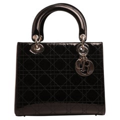 Christian Dior John Galliano Era 2007 Black Patent Leather Lady Dior Bag Medium