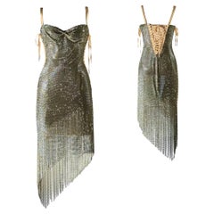 Dolce & Gabbana Vintage Fall/Winter 2003 Swarovski Crystal Evening Dress Sz 40IT