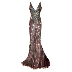Gianni Versace Couture Vintage Sequin & Bead Embellished Evening Gown Size 42IT