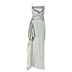 Christian Dior John Galliano Vestido de noche azul pálido Otoño/Invierno 1998 Talla 38FR